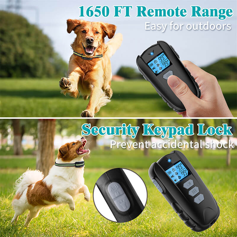 Electric Dog Training Collar with Remote Control Sound and Vibration shocks Rechargeable Waterproof.